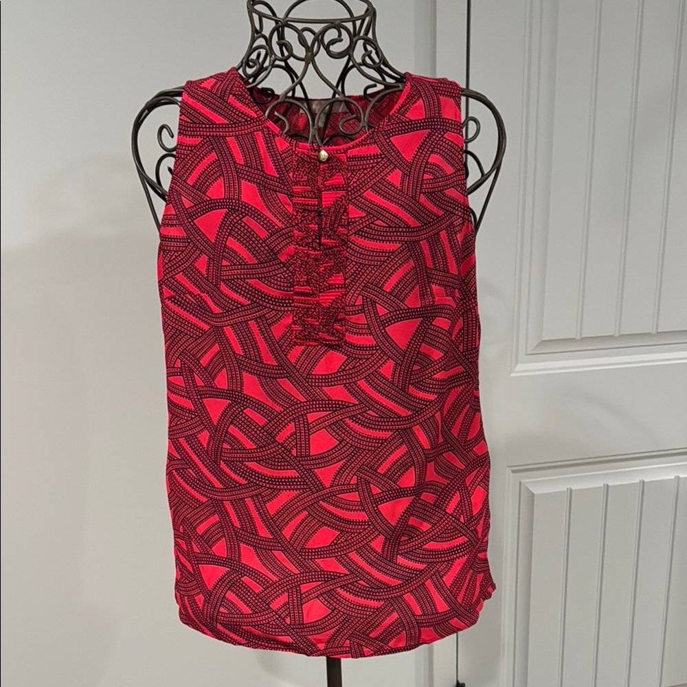 Banana Republic Red Patterned Women's Top